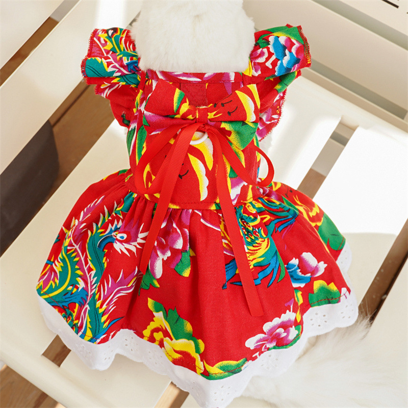 宠物衣服飞袖三色连衣裙春夏款泰迪比熊柯基小狗猫咪服装用品批发详情30