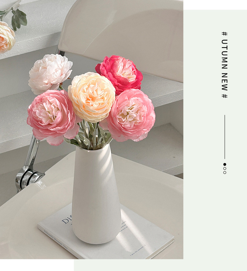 露莲仿真花假花摆设花束客厅餐桌装饰品花艺摆件洋牡丹花高档插花详情7