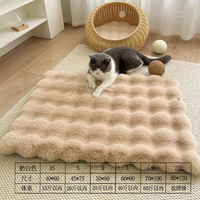 泡泡绒四季通用保暖地垫宠物猫垫狗狗垫保暖防滑防摔纯色毛绒坐垫跨境出口浴室卫生间地垫双格子简约家用卧室床边地毯厨房进门入户详情13