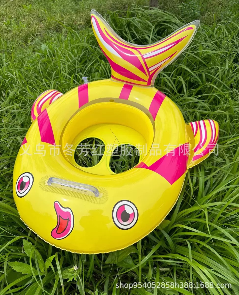 厂家直供新款PVC可爱表情充气儿童游泳圈动物座圈带把手运动户外游泳用品详情4