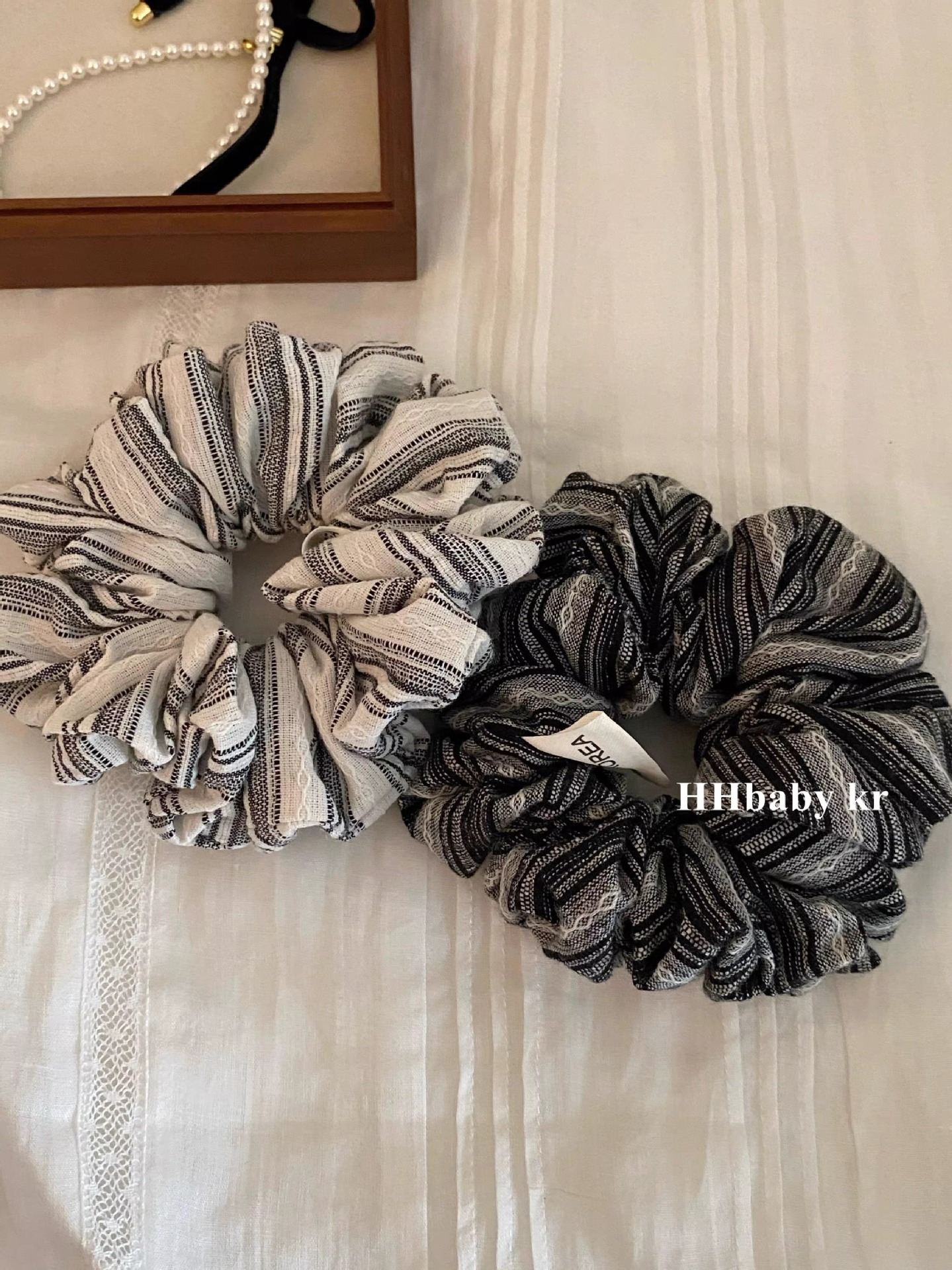 Korean style colorful striped large intestine hair band female Internet celebrity 2025 new summer high-J-look bun hair rope accessory pic 4