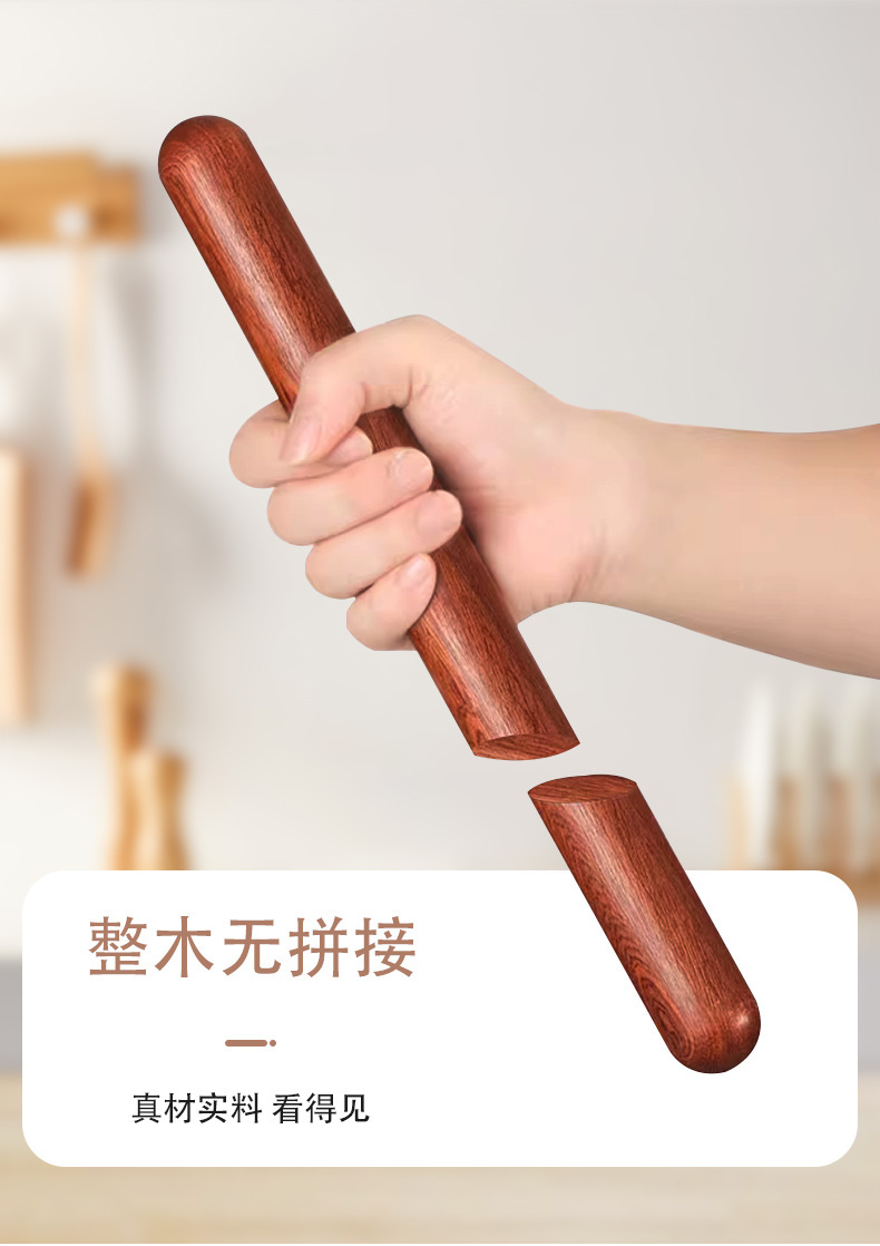 Homemade ebony rolling pins, non-stick red sandalwood rolling sticks, large-sized dough sticks, custom-made flour sticks pic 11