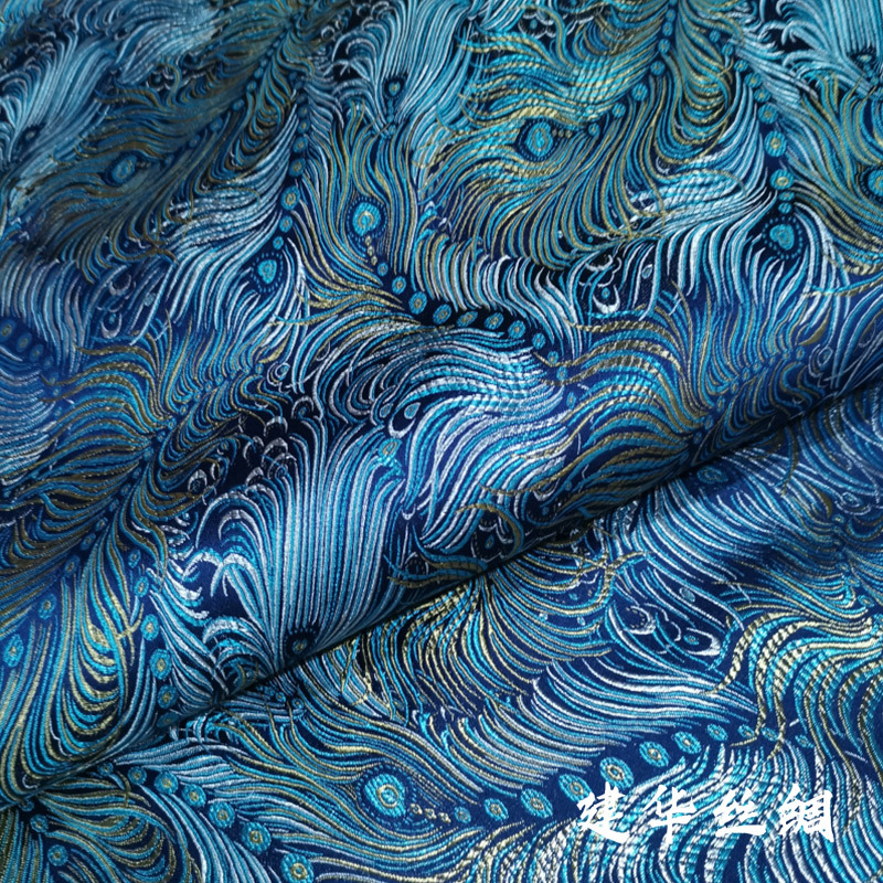 乱凤尾提花织锦缎面料服装茶杯垫手工包布料汉服唐装古风服装绸缎详情4