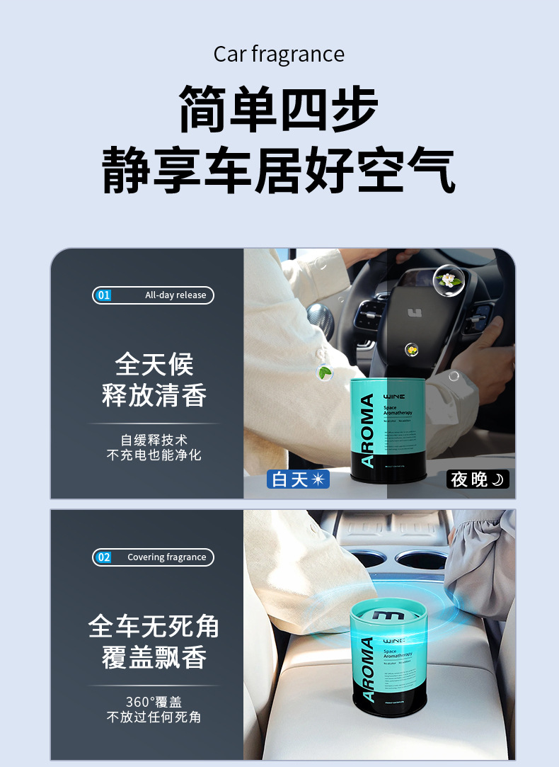 Cross-border best-selling solid fragrance paste, deodorizing and odor-removing, large-capacity tin can, plant extract, long-lasting fragrance, car aroma diffuser pic 4