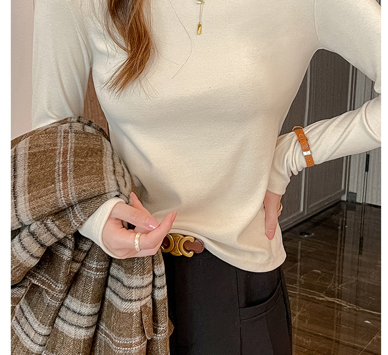 严选正肩打底衫女2025新款微米椰绒秋冬季打底内搭长袖高级感上衣详情22