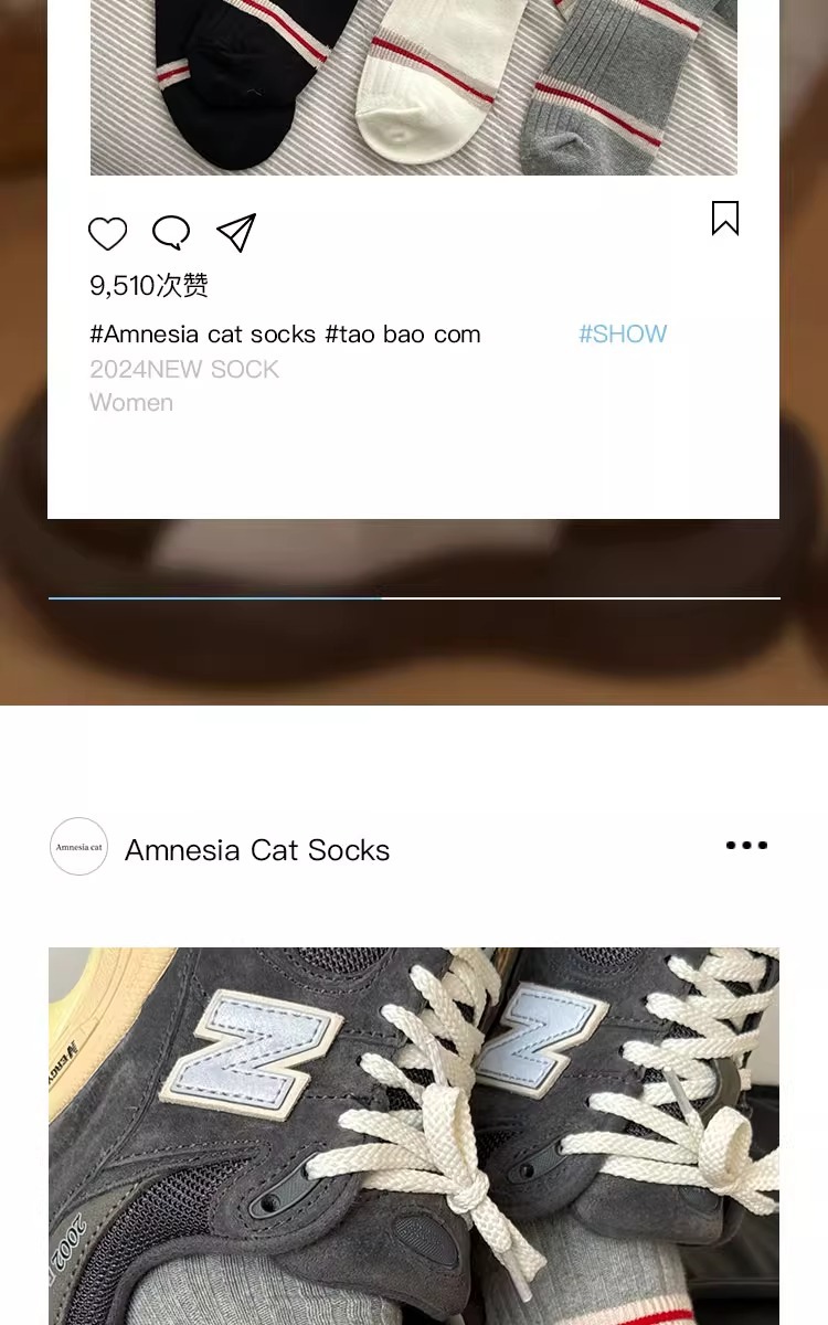 袜子女棉袜早秋冬季白袜子条纹中筒袜可爱小狗YIN印花学院风长筒详情13