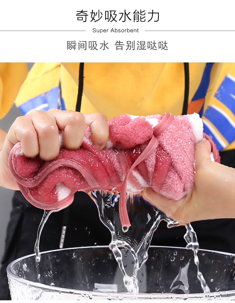 【 Chi Jia 】 Warp knitted coral Fleece AB wide strip bow hand towels, soft absorbent hanging cloths for kitchen and bathroom pic 4