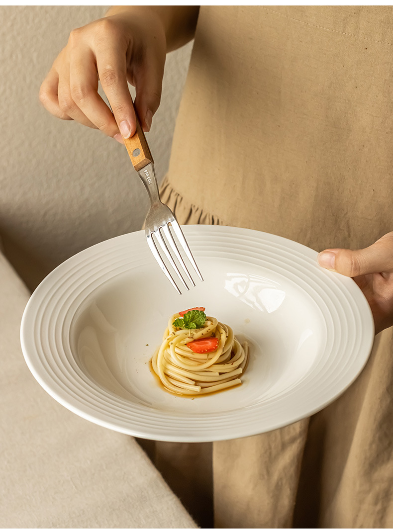 特惠高颜值浮雕草帽盘纯色陶瓷盘子西餐意面盘甜品盘家用餐具菜盘详情6