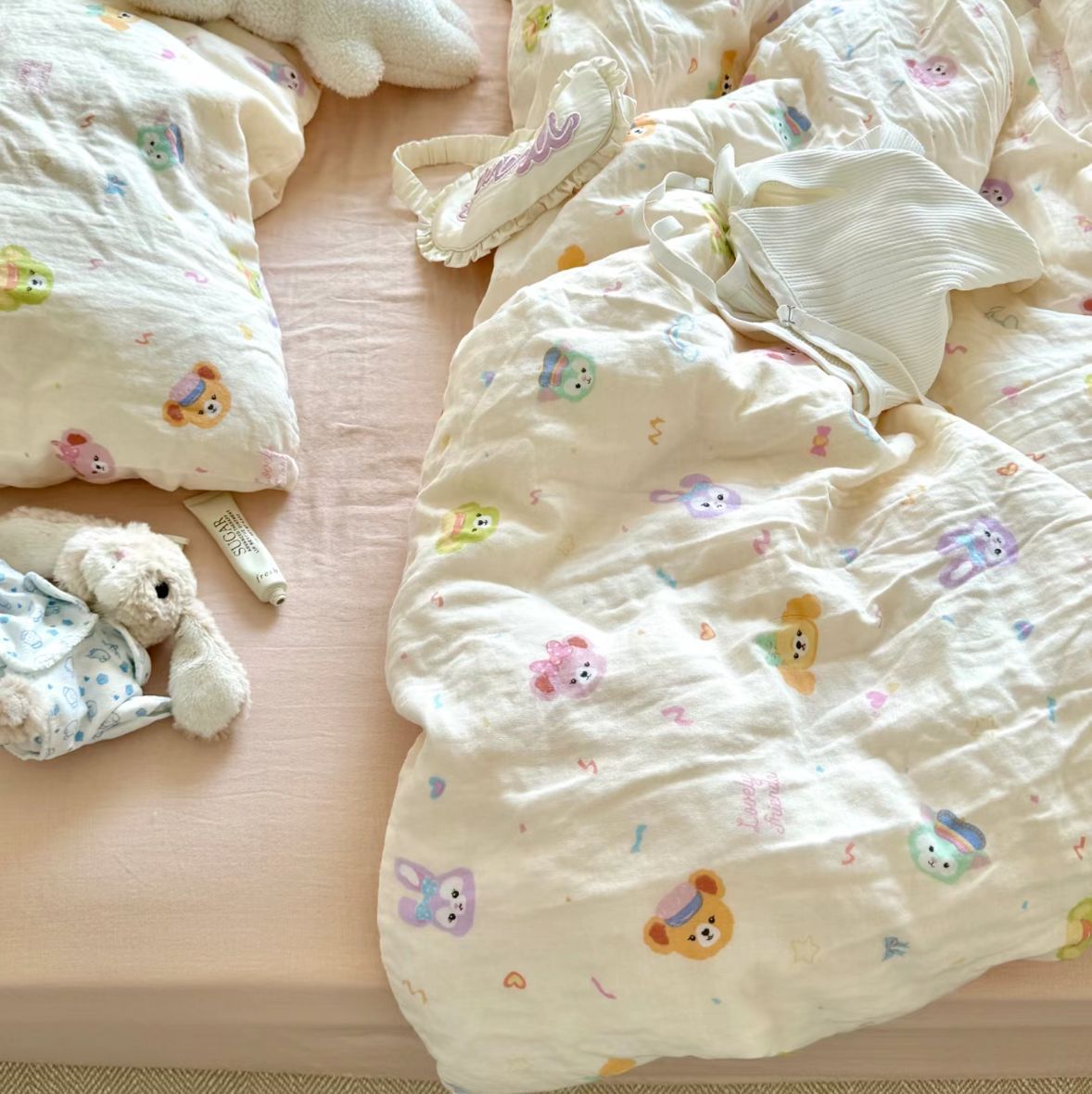 小红书A类全棉有氧双层纱四件套母婴级透气纯棉纱布小清新Kitty猫详情35