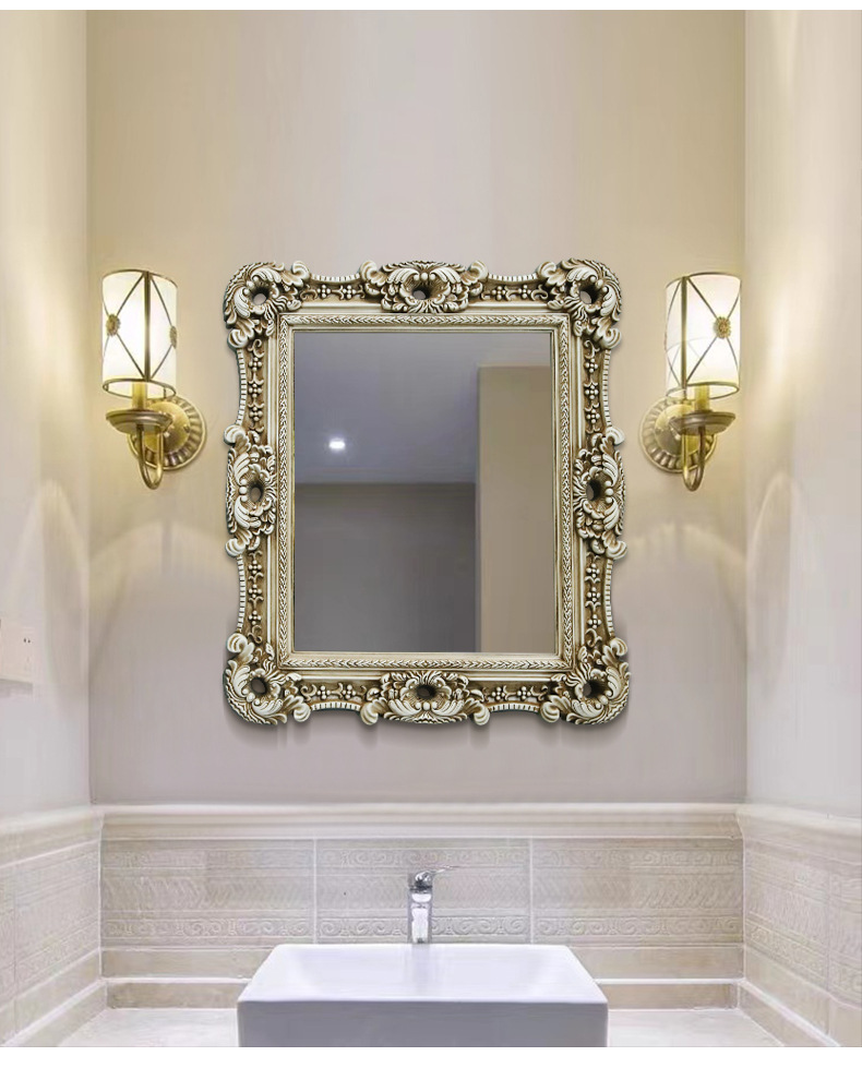 欧式古典油画框非树脂画框欧式浴室镜壁挂客厅玄关装饰镜子卫浴镜详情16