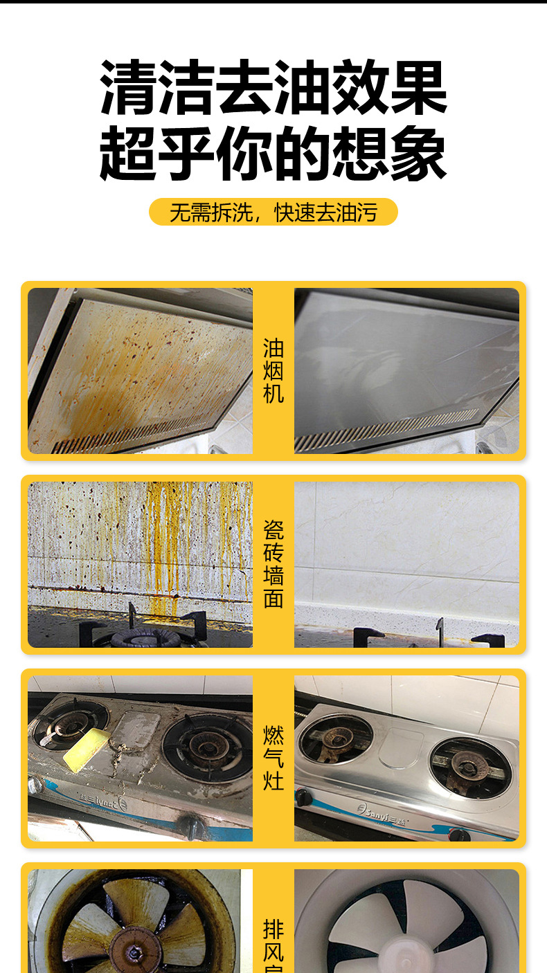 家政专用油污净厨房油渍油烟机重油污强力去油污灶台清洁剂批代发详情6