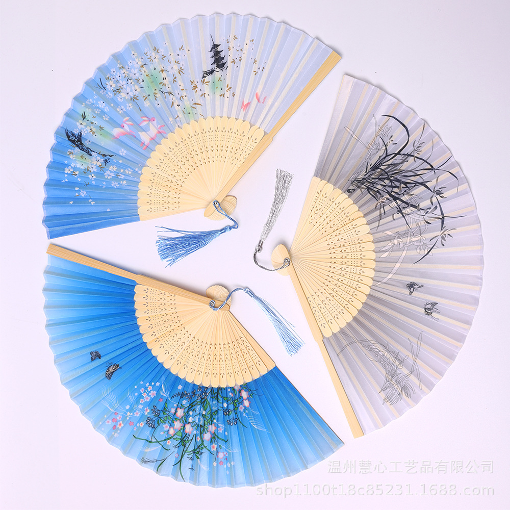 扇子中国风一笑扇 日式折扇古典舞蹈旗袍扇粉色少女桃花扇古装梅详情4