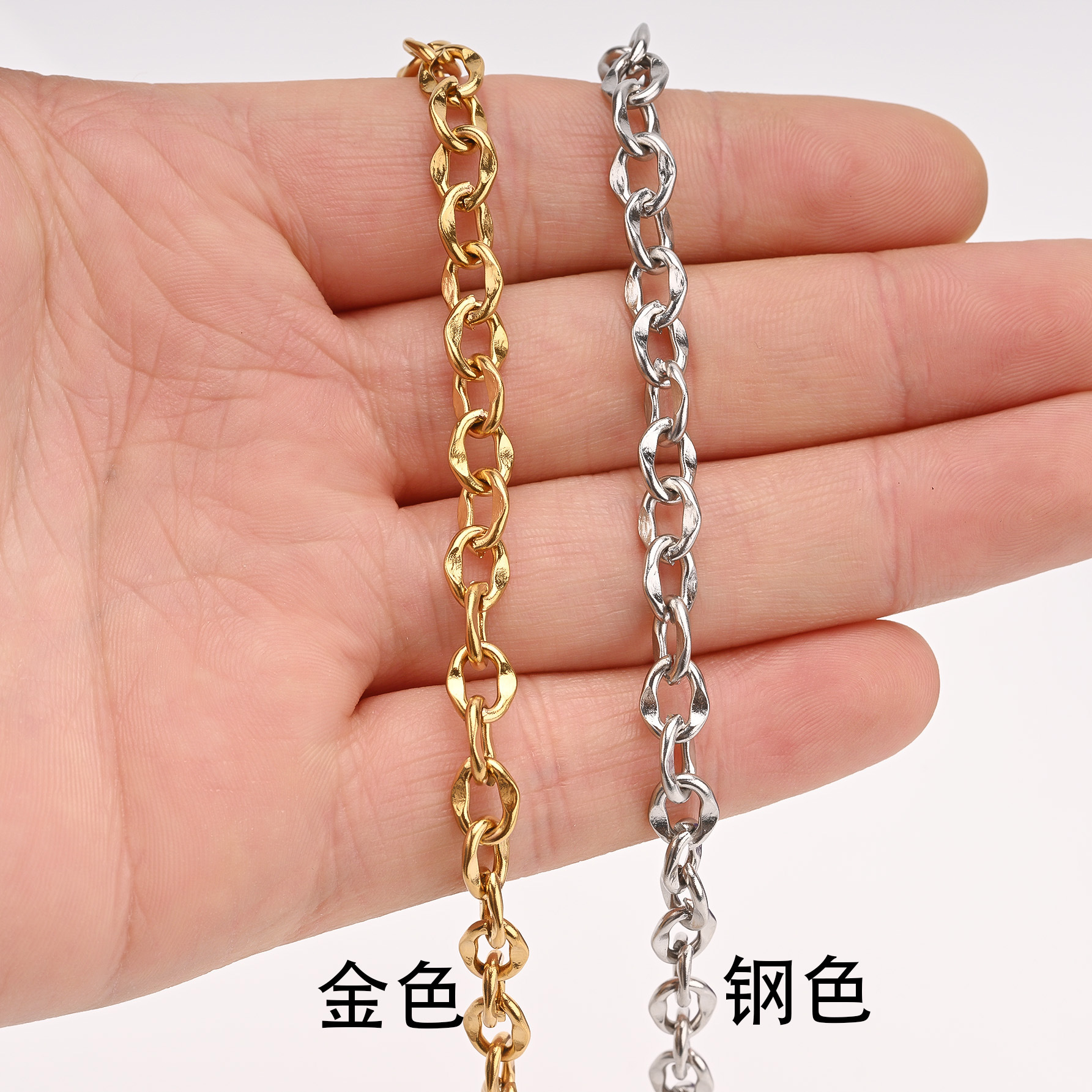 Stainless steel polished lip chain, PVD vacuum electroplated jewelry chain, DIY clothing accessory chain pic 5