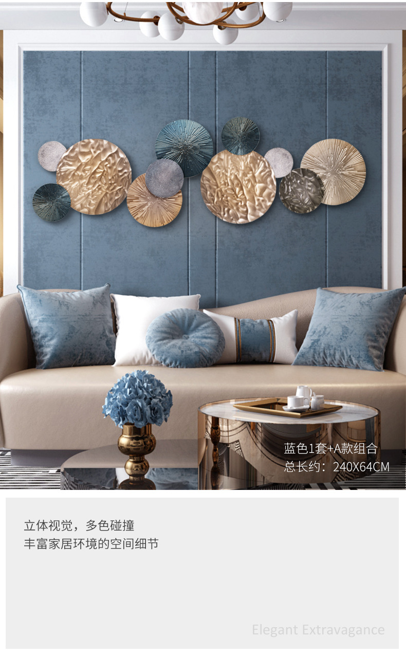 Fudiao home Decor light luxury hanging items, living room sofa, TV wall decoration, dining room ironwork wall decoration, soft furnishings, wall hanging paintings pic 6