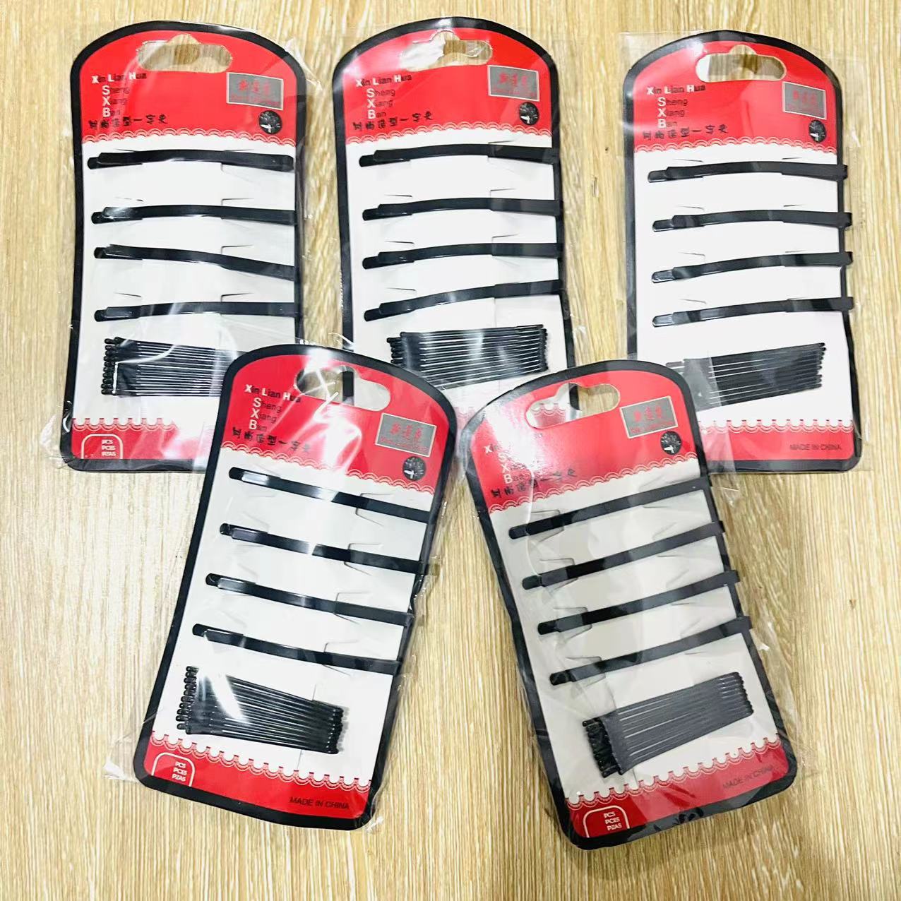 【1-9 Zones 】 Red Card One-piece Hair Clip 10/ Pack 2000/ box Red Paper Card One-piece Hair Clip Set Steel Wire Clip Fashion Hair Clip One Yuan Store Good supply pic 1