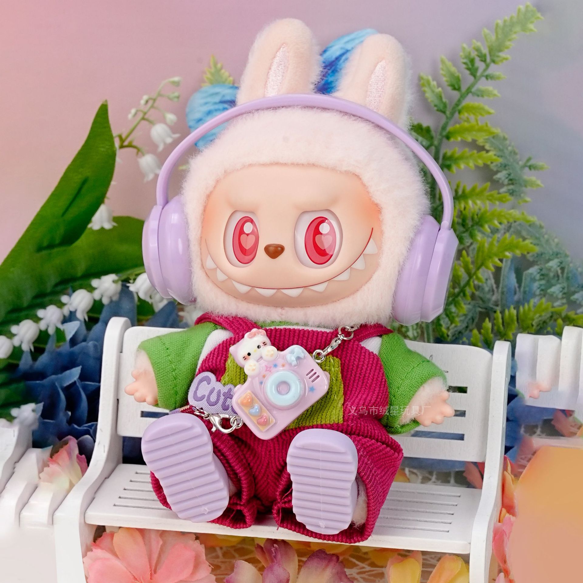 现货娃衣一二三代盲盒labub衣服蒙奇奇凯蒂猫咪娃娃衣卡通背带裤详情14