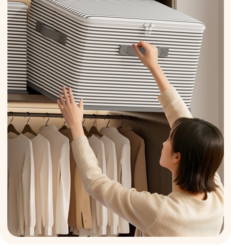Large-capacity storage box for clothes, cotton quilts, zipper fabric, foldable storage box, organizing box, wardrobe basket pic 13