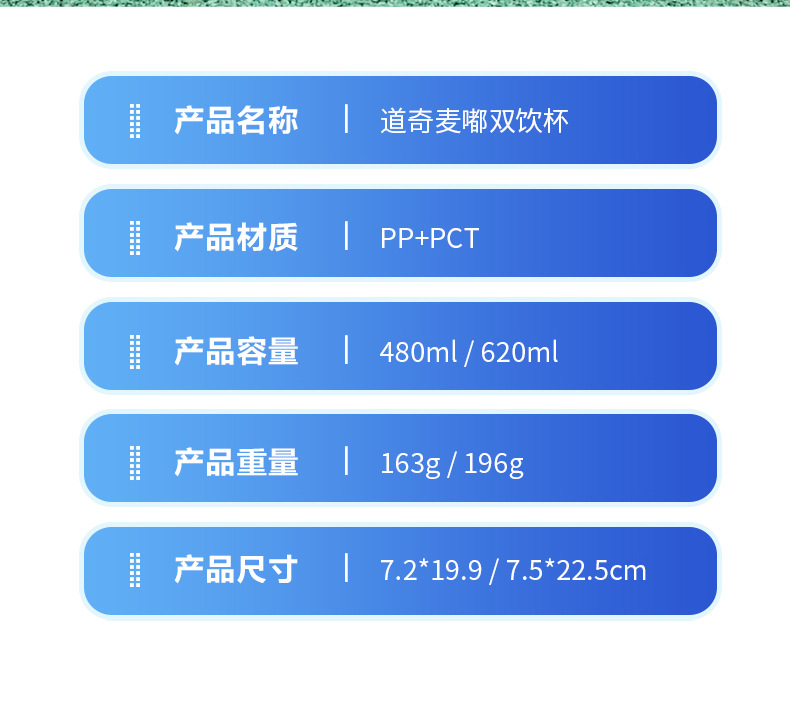 希乐道奇麦嘟双饮塑料杯 便携式户外运动学生吸管水杯 弹盖设计随身携带手提水杯详情15