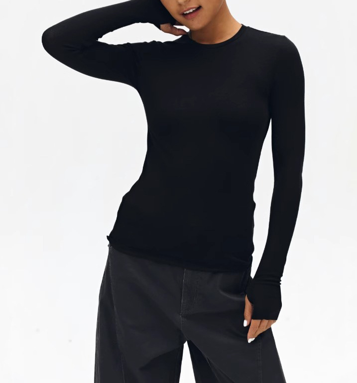 美式复古亲肤质感保暖羊毛长袖针织衫女简约休闲修身显瘦打底上衣详情3