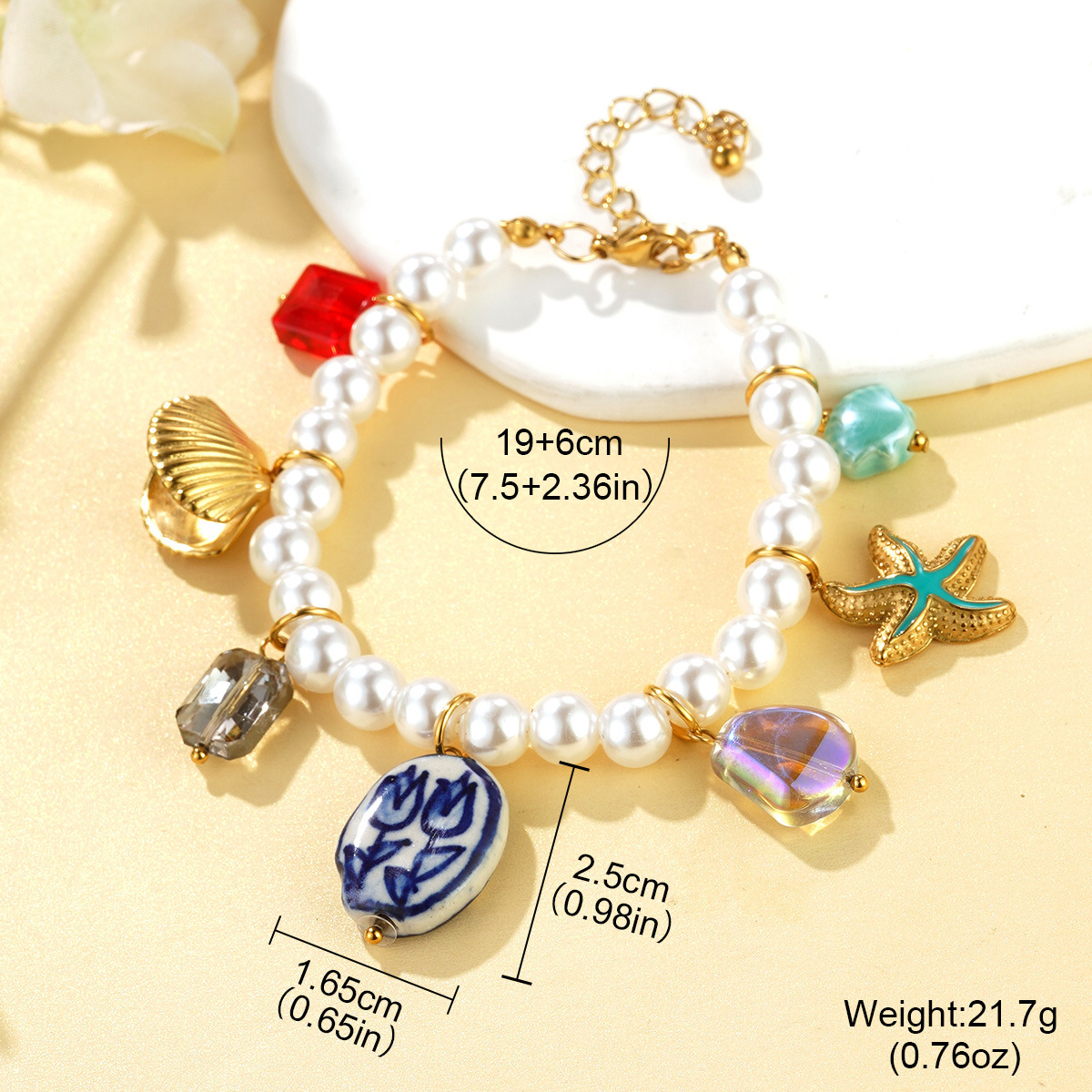 欧美不锈钢花朵蝴蝶手链时尚夏日海滩风贝壳海螺小众项链饰品批发详情19