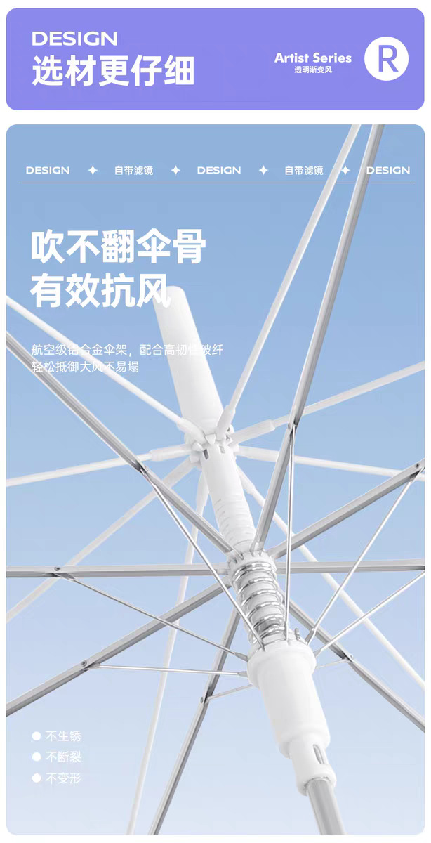 High-appearance-level transparent umbrellas with gradual changes for students going to school, wholesale straight-handled long-handled umbrellas, thickened automatic umbrellas that are popular on Instagram pic 7