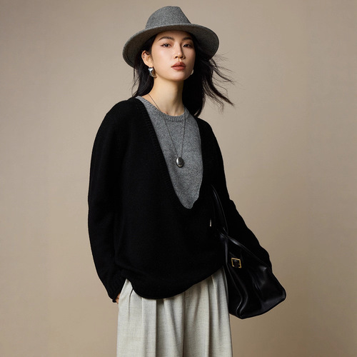 Luxury德国扬子纱岛精18针无缝100羊毛衫25秋冬针织高领打底衫女详情14