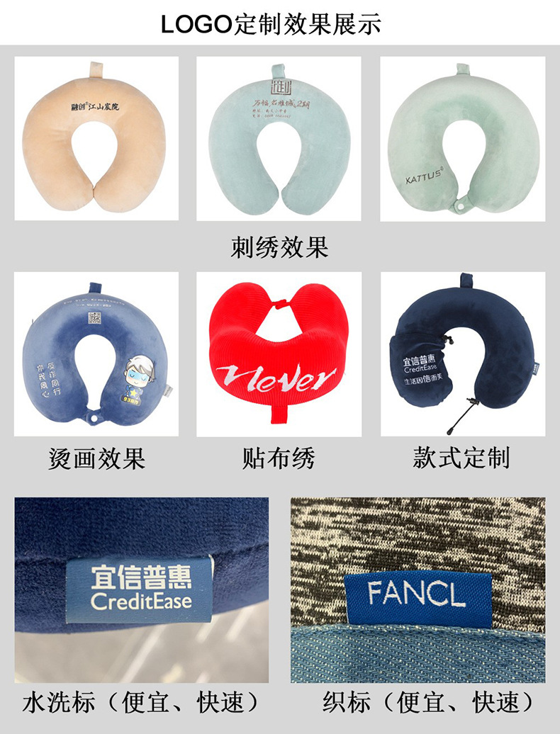 眼罩护颈枕二合一便携枕头多用U型枕飞机旅行遮光午休枕暗纹格子详情2