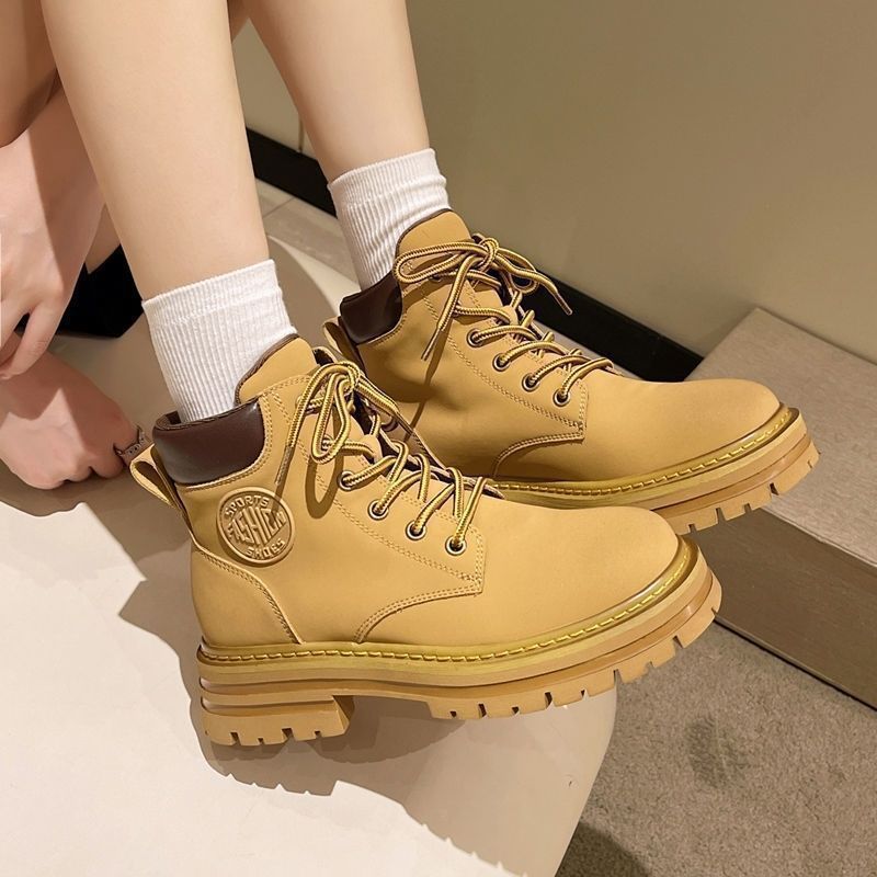 跨境专供内增高马丁靴女2025新款大黄靴女款户外厚底百搭短靴鞋详情2