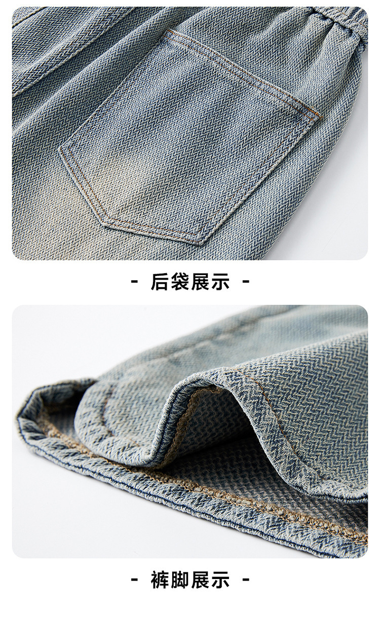 Starry sky pattern denim shorts for men, loose and trendy straight-leg casual mid-length pants, 2025 new style American versatile pic 16