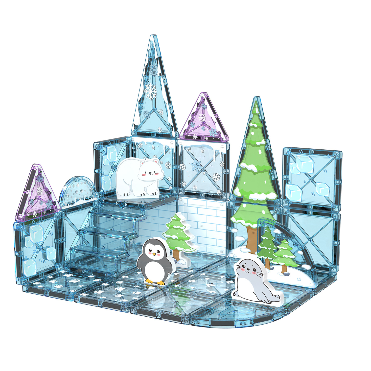 儿童彩窗磁力片钻石面磁吸积木宝宝城堡拼插玩具强磁磁力贴玩具详情6