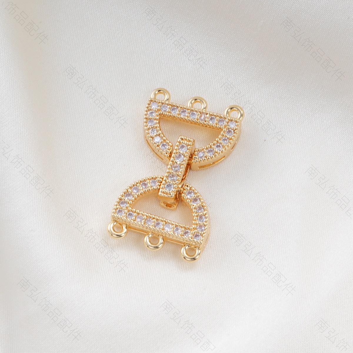 Copper plated with real gold for color retention, fully set with zirconium lock-shaped OT buckle, pearl connecting buckle, bracelet, necklace buckle, DIY accessory pic 11
