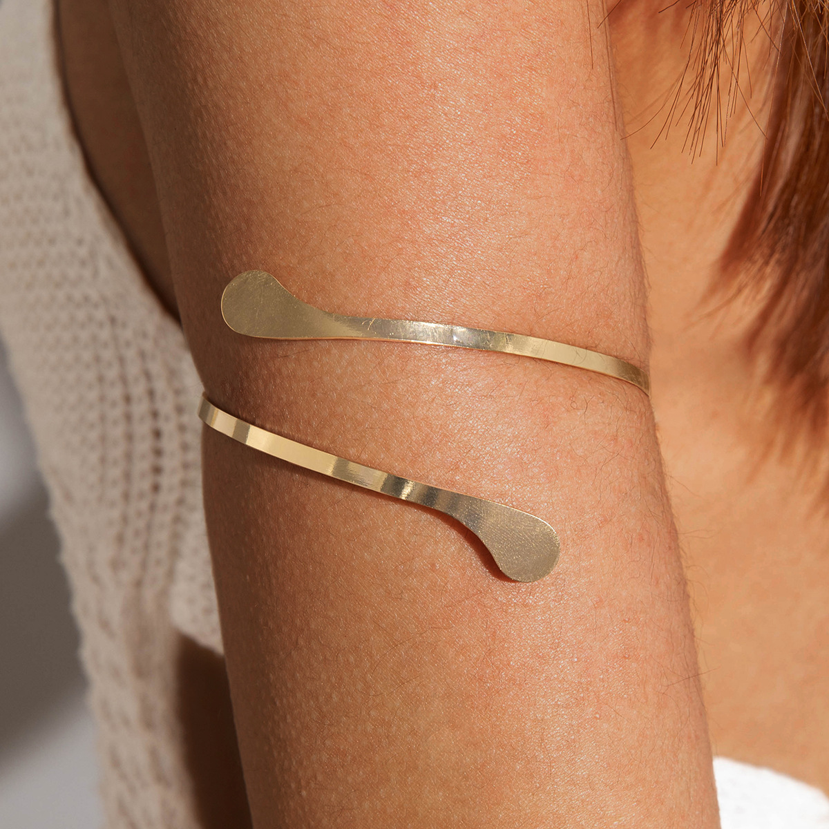 亚马逊跨境个性冷淡风海星手臂镯线条计感蝴蝶环形开口臂镯女详情41