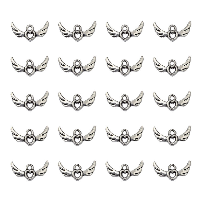 DIY zinc alloy jewelry accessories, heart-shaped wing pendants, simple style necklaces, bracelets, beaded tassels, pendant jewelry accessories pic 2
