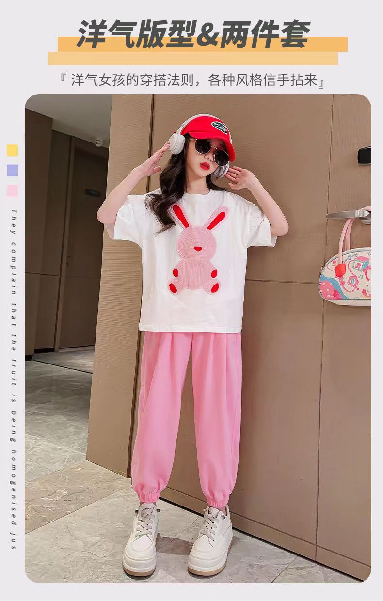 女童夏装2025新款短袖t恤夏款中大童洋气时髦衣服儿童夏季套装潮详情6