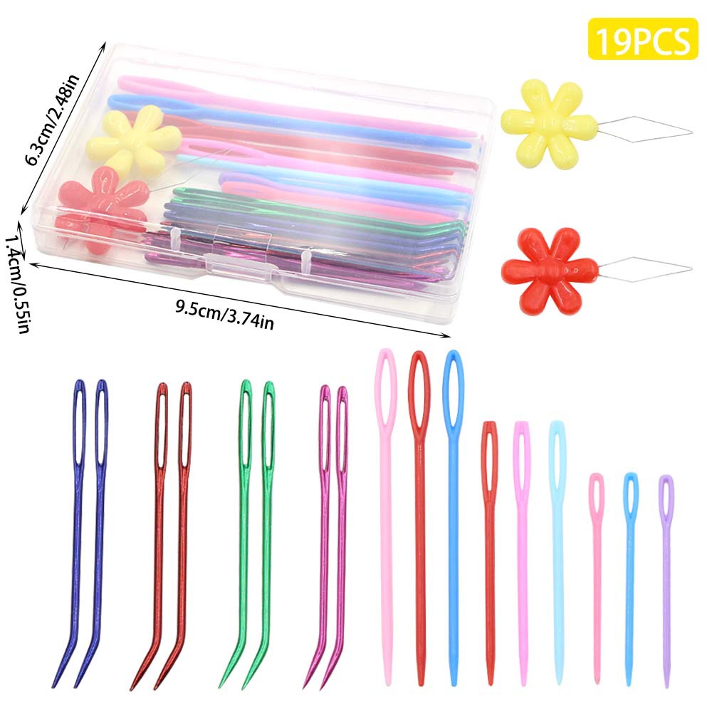 19 pieces of sweater knitting tools, plastic big-eye sweater needles, metal curved needle knitting auxiliary tools, big-eye needle sweaters pic 6