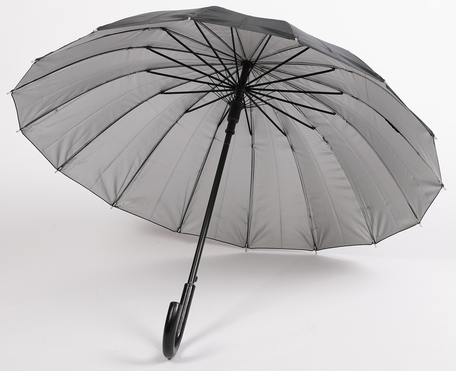 RST1248 foreign trade silver rubber long umbrella 55cm 21-inch 16K umbrella Automatic opening plastic handle black umbrella sun protection pic 2