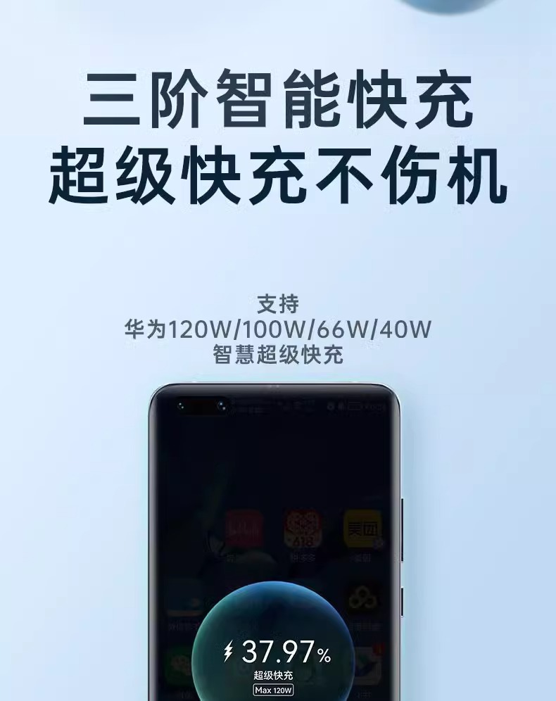 适用120W华为快充数据线typec充电线手机type-c加粗6A神龙线安卓详情7