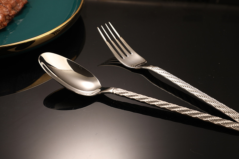 展明西餐餐具304不锈钢餐具勺子叉子甜品叉勺餐叉麻绳牛排刀叉勺详情10