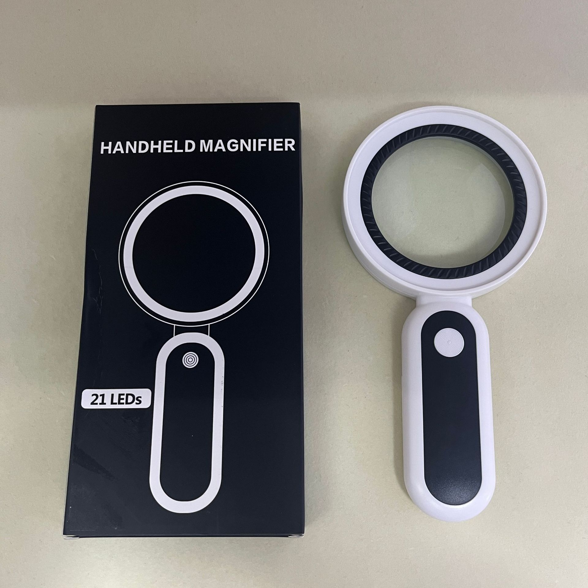 跨境新款手持式带21个LED灯3档调光高倍礼品古董邮票鉴宝放大镜详情13