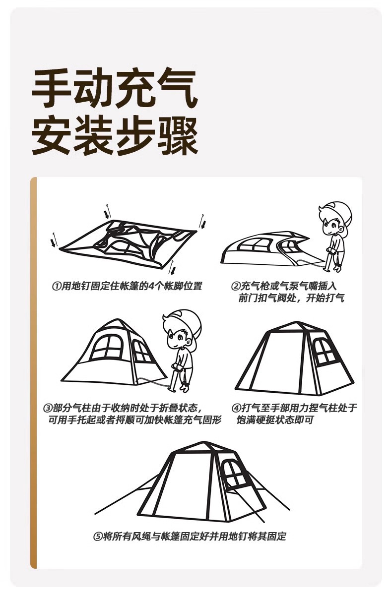 露营充气帐篷折叠便捷式旅行户外野营遮阳防晒防暴雨厂家一件起批详情7