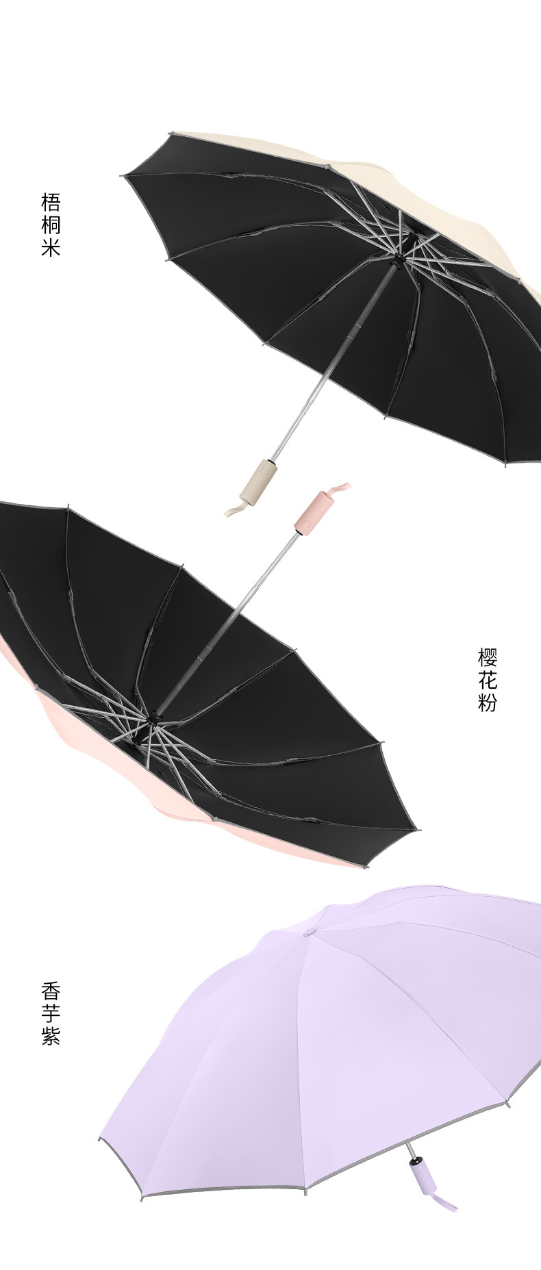 雨伞全自动大号折叠反向伞安全防回弹节节收铝骨晴雨伞防晒遮阳伞详情20