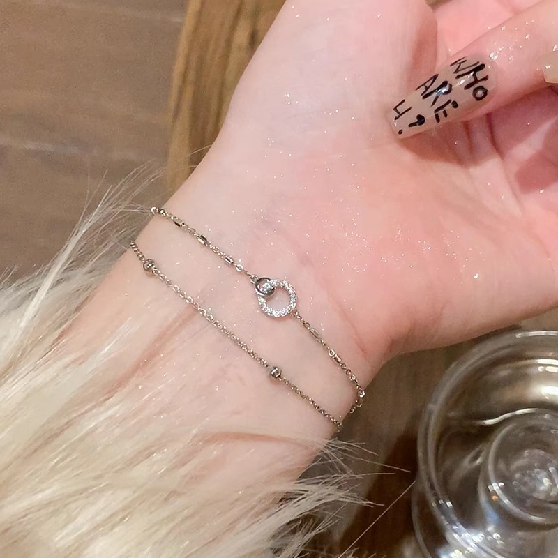 彩色多巴胺锆石手镯女设计感麻花扭结精致手链满钻双层叠戴手饰潮详情11