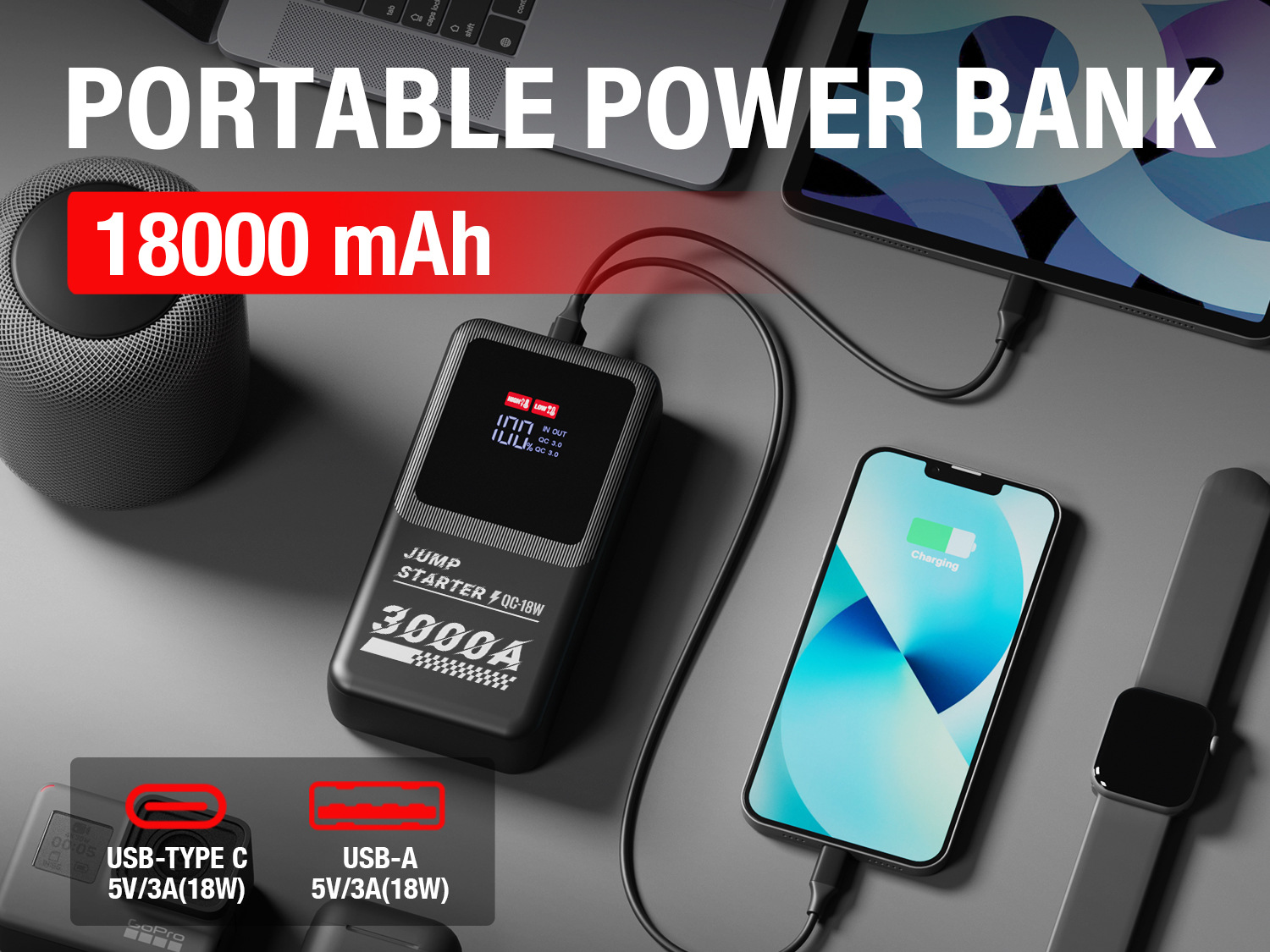 Cross-border foreign trade exclusive car emergency power supply jump-start box starter, over-carrying 12V, self-sold by the source factory pic 8