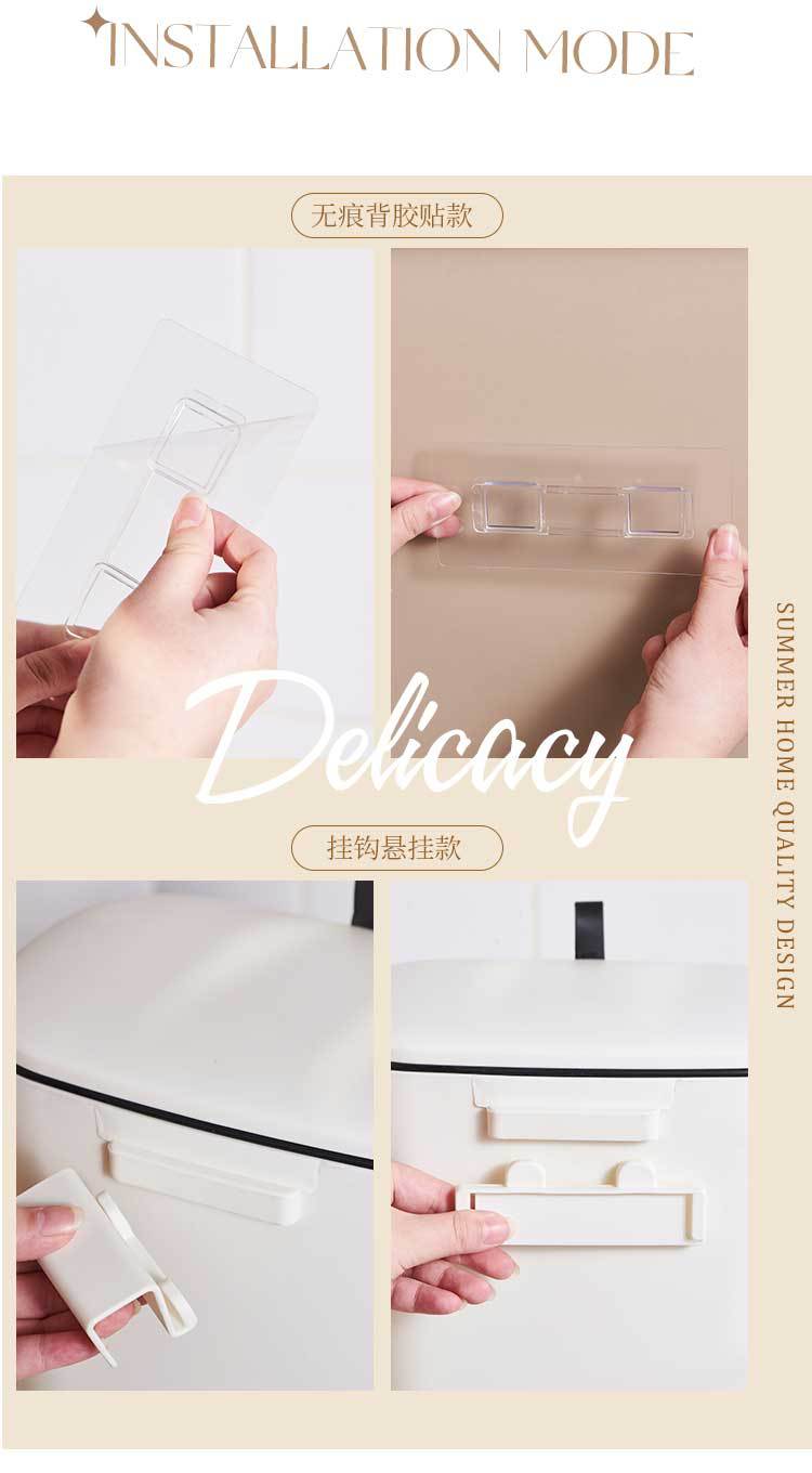 厨房家用垃圾桶带盖壁挂式橱柜挂门垃圾收纳可悬挂滑盖卫生间纸篓详情11