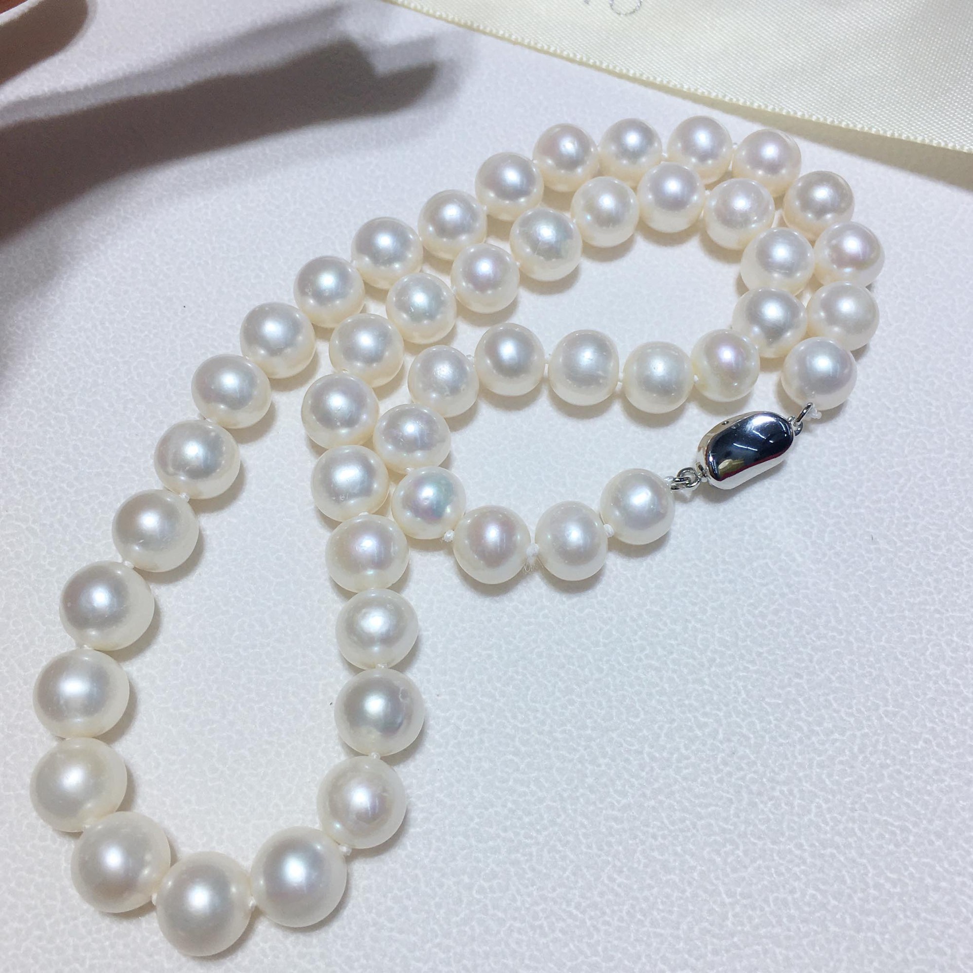 Retro plain chain collarbone chain tian Ran freshwater 7, 8, 9 round slightly flawed bright light pearl necklace finished product wholesale pic 19