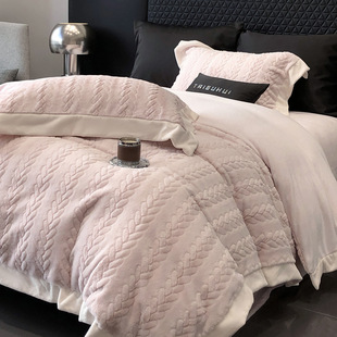 Class A, mother and baby grade, 100 all-cotton three-layer jacquard four-piece set, pure cotton quilt cover, bed sheet, bed cover, washed cotton products for winter pic 29