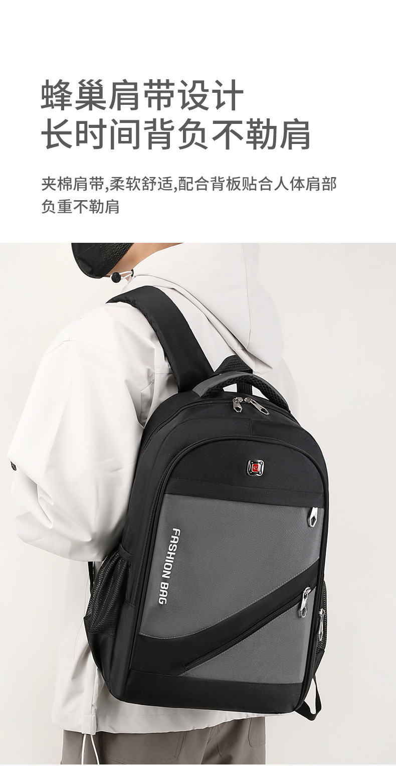 外贸新款双肩包男商务潮流休闲电脑背包通勤学生书包大容量旅行包详情10