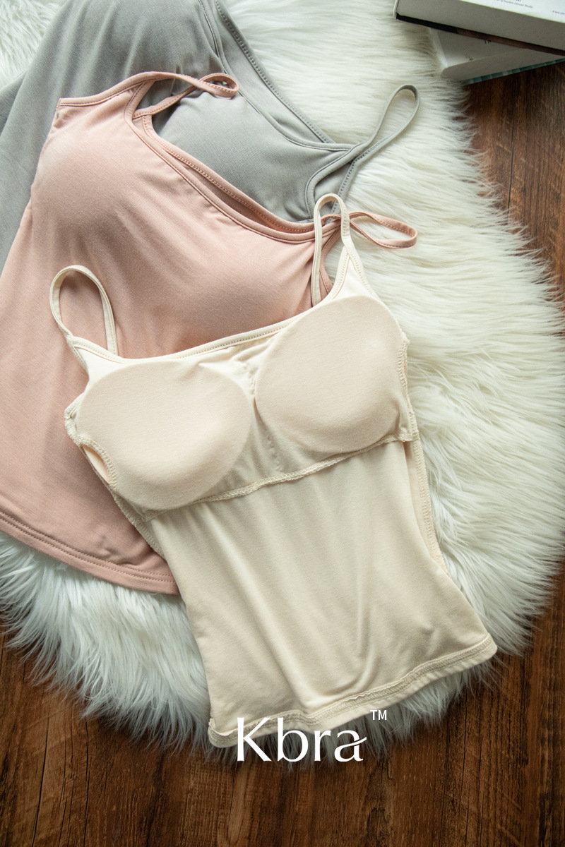 Kbra漫画胸吊带夏季带胸垫背心女小胸外扩显大打底上衣内搭外穿详情33