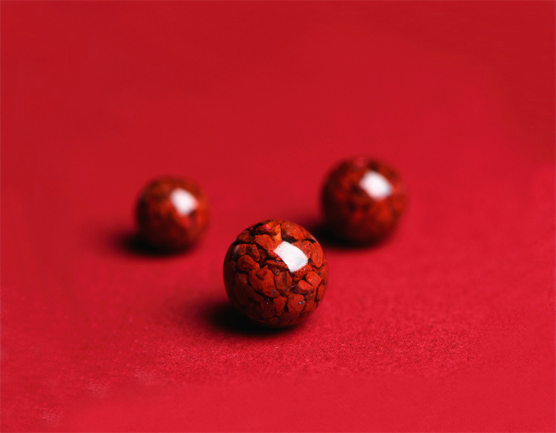 Jiuya Crystal natural raw ore cinnabar loose beads, purple gold sand round beads, semi-finished products, imperial red sand decorative beads pic 29