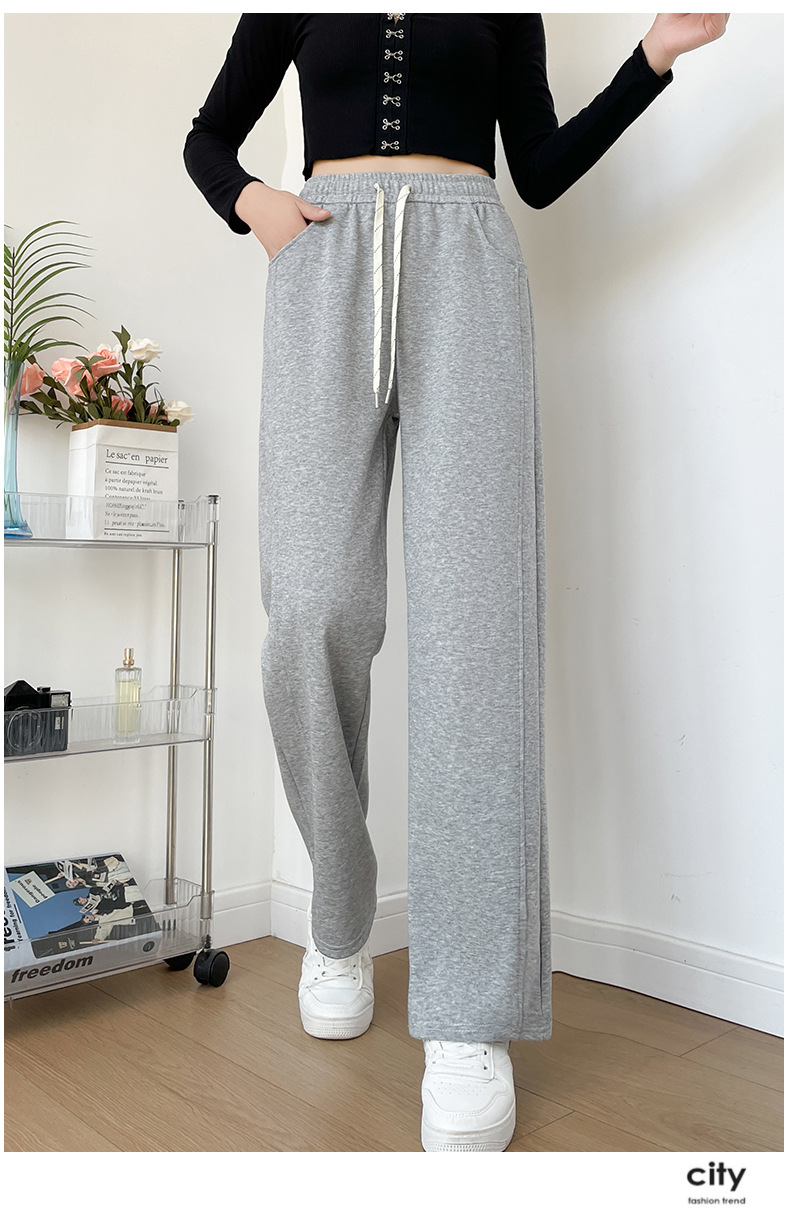 垂感华棉阔腿裤女春秋新款宽松显瘦窄版直筒裤高腰百搭休闲运动裤详情28